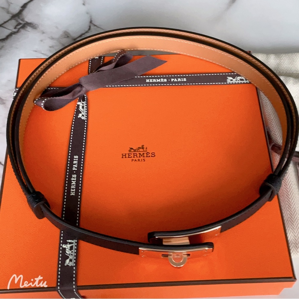 New! Authentic Hermes Kelly 18 Veau Epsom Black Belt - Picture 4 of 11